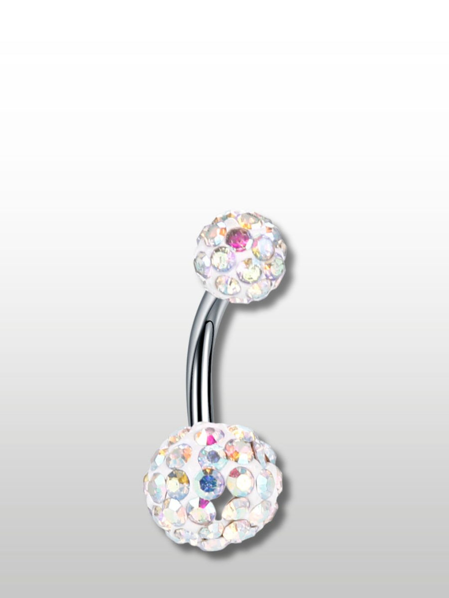 Piercing Nombril double boule en cristal