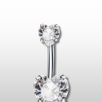 Piercing Nombril Double Diamants en forme de coeur