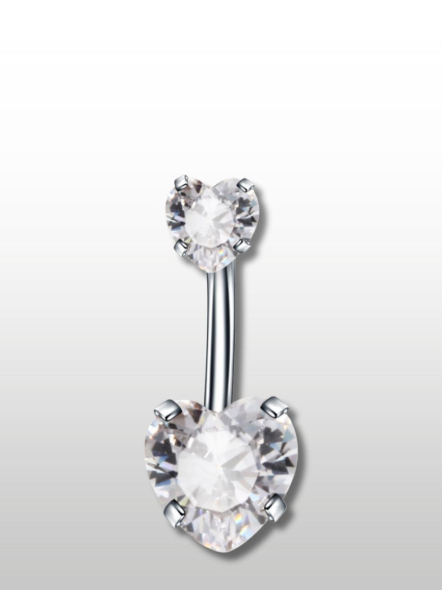 Piercing Nombril Double Diamants en forme de coeur