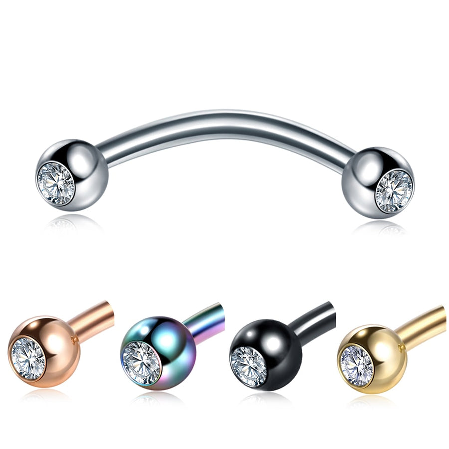 Piercing Arcade en forme de banane & boules en crystal